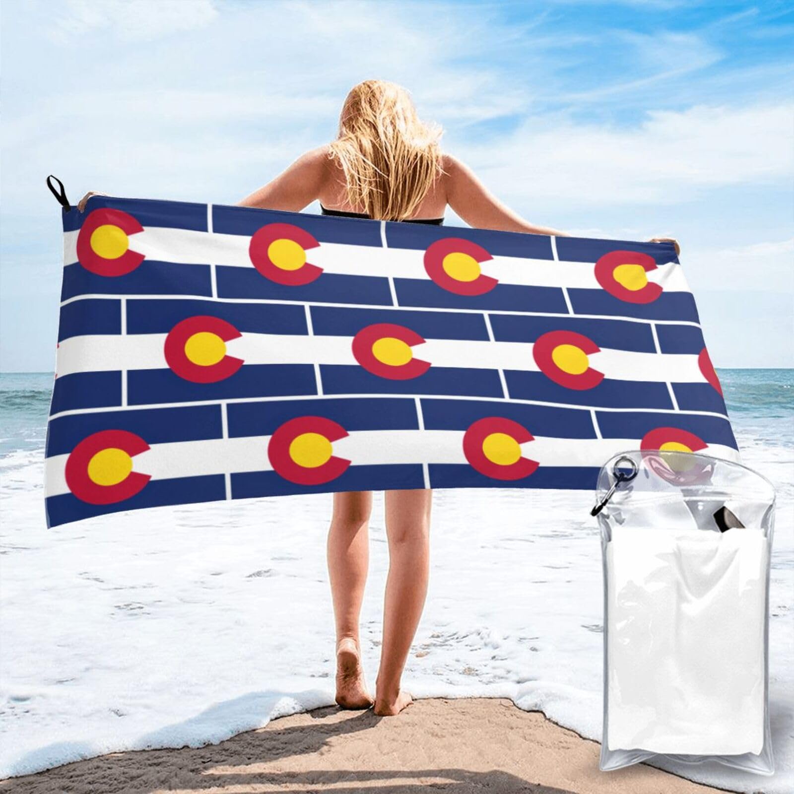 TTIGLHOH Colorado State Flag Print Bath Towel Quick Dry Soft Large For Beach Pool Gym Camping Spa