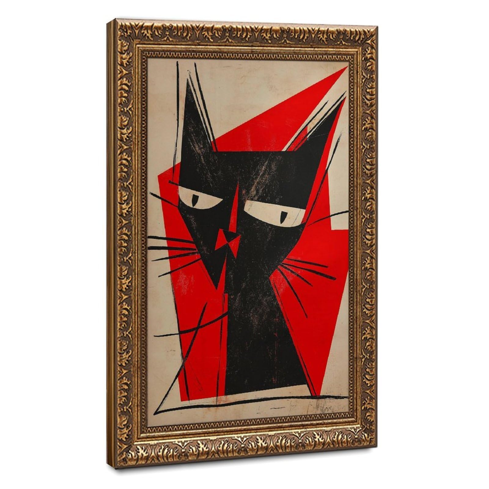 Bareronor Geometric Abstract Cat Canvas Poster Bedroom Decor Landscape Office Room Decor Gift 16" L X 24" W