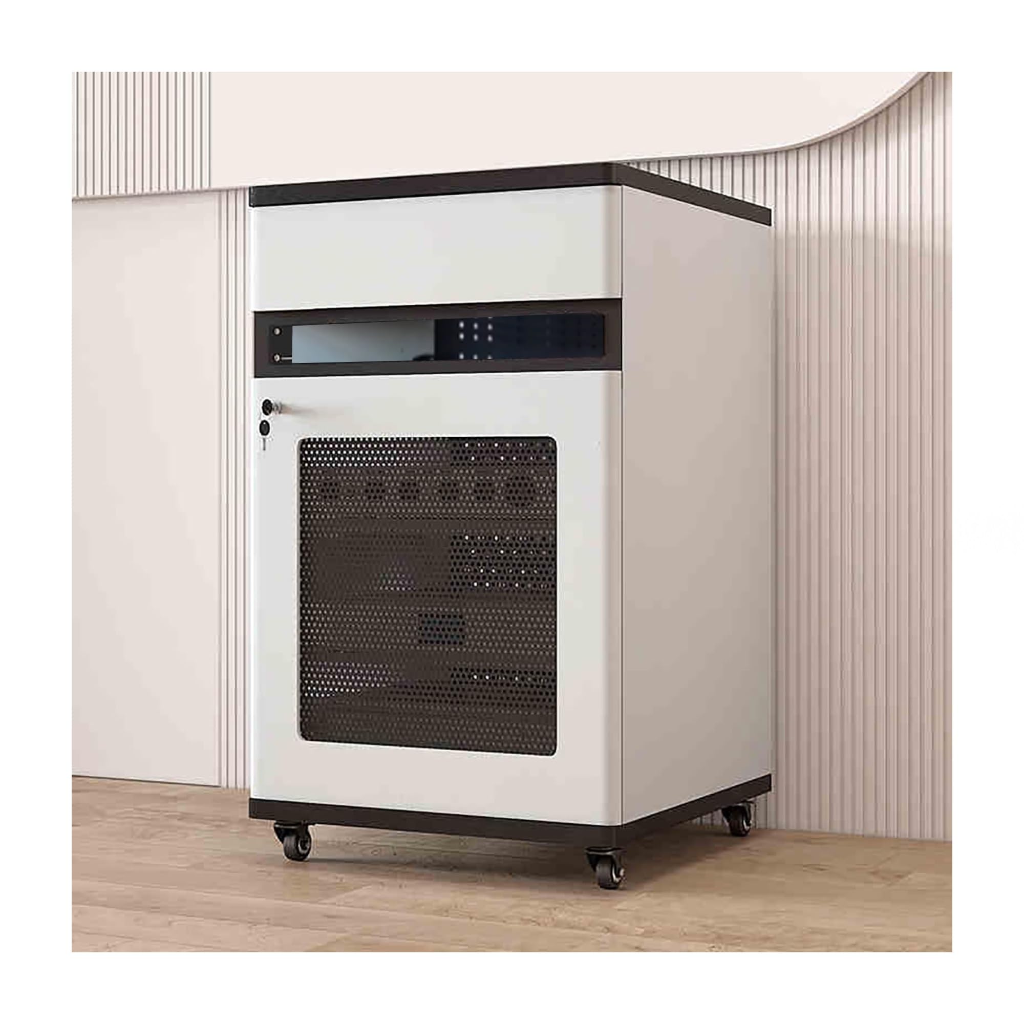 Meuble audio stéréo blanc avec colonne multimédia AV pour home cinéma