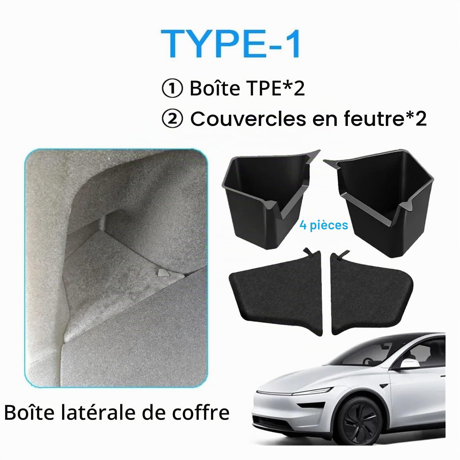 Cache-Bagages pour Tesla pour Model Y pour Juniper 2025 Boîte e Rangement Latérale Gauche/Droite pour Coffre Tapis Protection TPE Floqué. Panel Luggage(Type 1)