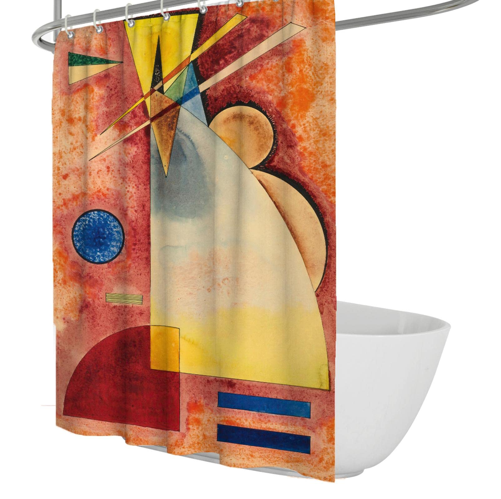 Via Vela Shower Curtain Orange S Kandinsky Modern Abstract Luxury Bathroom Decor Privacy Protection Soft Set With 12 Hooks 180X200cm