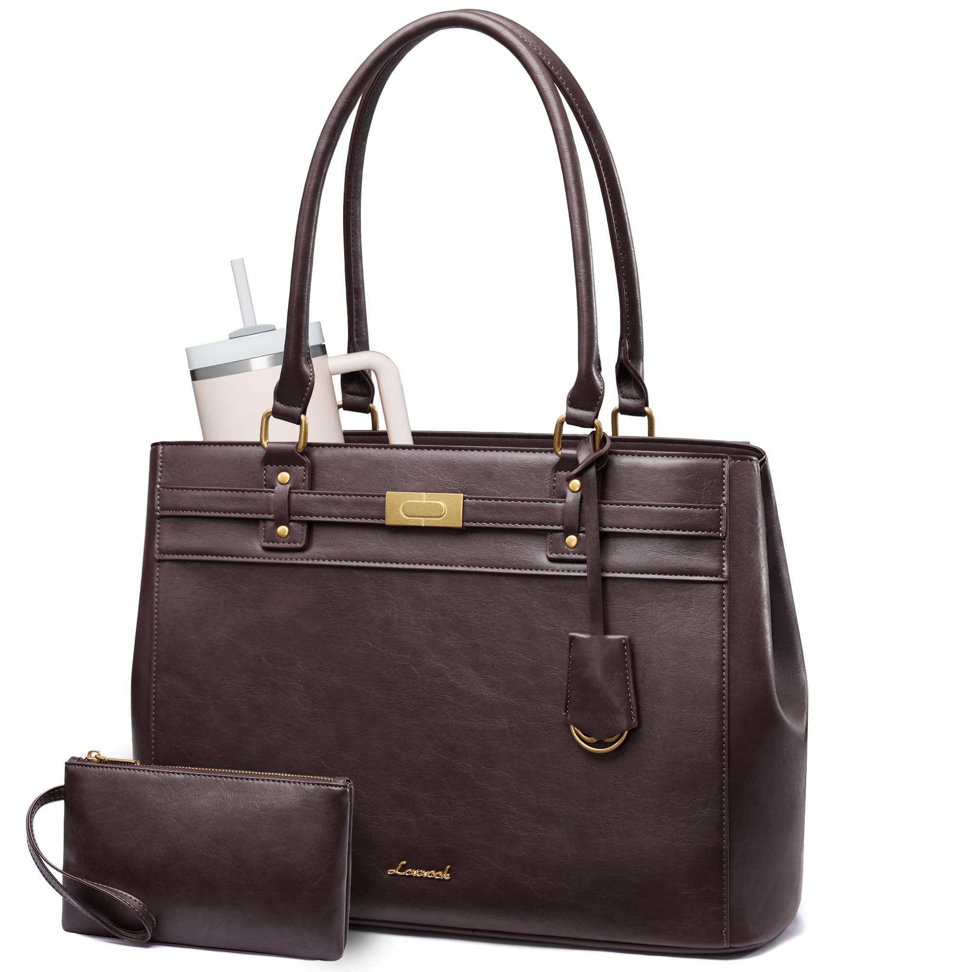 LOVEVOOK Laptop Tote Bag for Women, 17.3 Inch Waterproof Leather Work Computer Bag, Large Business Office Briefcase Shoulder Handbag Purse Gifts for Women