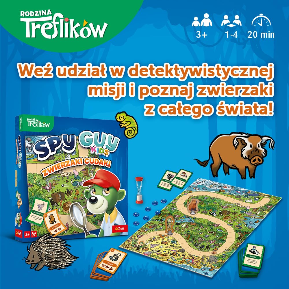 Trefl - Spy Guy Kids: Zwierzaki Cudaki - Kooperacyjna Gra Detektywistyczna dla Najmłodszych, Rodzinna Planszówka, Szukanie Poszlak, dla Dzieci od 3 lat