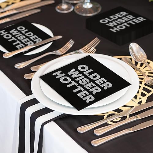 Miniatura 4 de Quera Paquete de 50 servilletas Older Wiser Hotter, decoraciones de cumpleaños más calientes de Older Wiser Hotter, divertidas decoraciones de