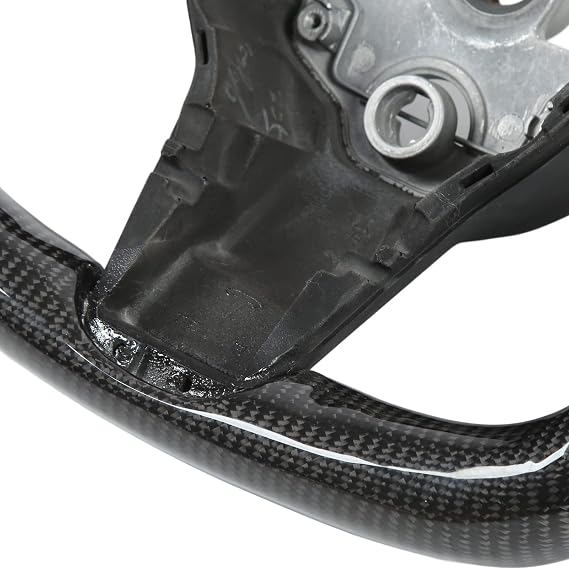 for Tesla Model 3 Steering Wheel Upgrade Yoke Style 3K Carbon Fiber Nappa Leather with Heating Replacement for Applicable to Model 3 2017-2024 (Yoke Steering Wheel Style C)
