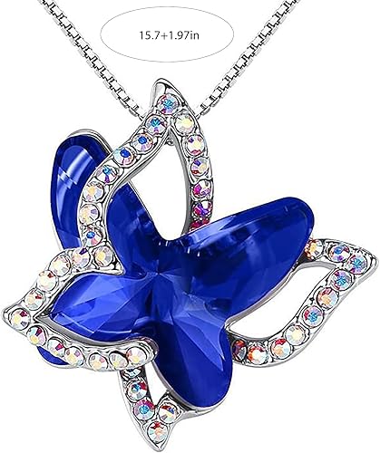 Miniatura 2 de CSIYANJRY99 Collares con colgante de cristal de mariposa, bohemia, cristales de tono plateado, collares de joyería, regalos para mujeres