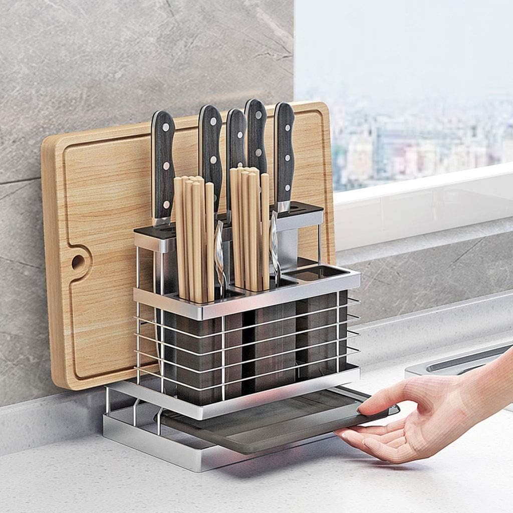 Knife Block Storage Stand Kitchen,Only Selling Cutter Holder,304 Stainless Steel,Cutting Board and Chopstick,Rack