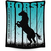 Horse Gifts for Girls 10-12 - Warm Cozy Horse Throw Blanket - 40"x50" Inches Crib Size Blankets for Couch - Teal Aesthetic Throws