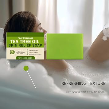 Tea Tree Soap - Tea Tree Oil for Healthy Skin, Natural Foot & Body Herbal Soap, Plant-Based Formula, Odor Control, Daily Refreshing Cleanse, 1PCS