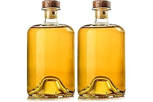 2 Pack Clear Glass Moonshine Bottles with Wood Caps