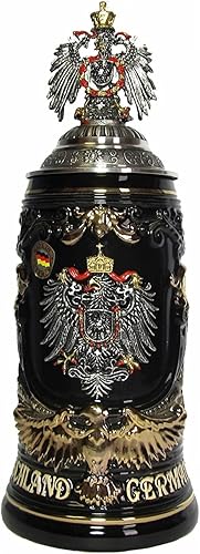 Stein de cerveza alemana Deutschland Shield Stein, Goldeaglehandle jarra de 0,6 litros, taza de cerveza