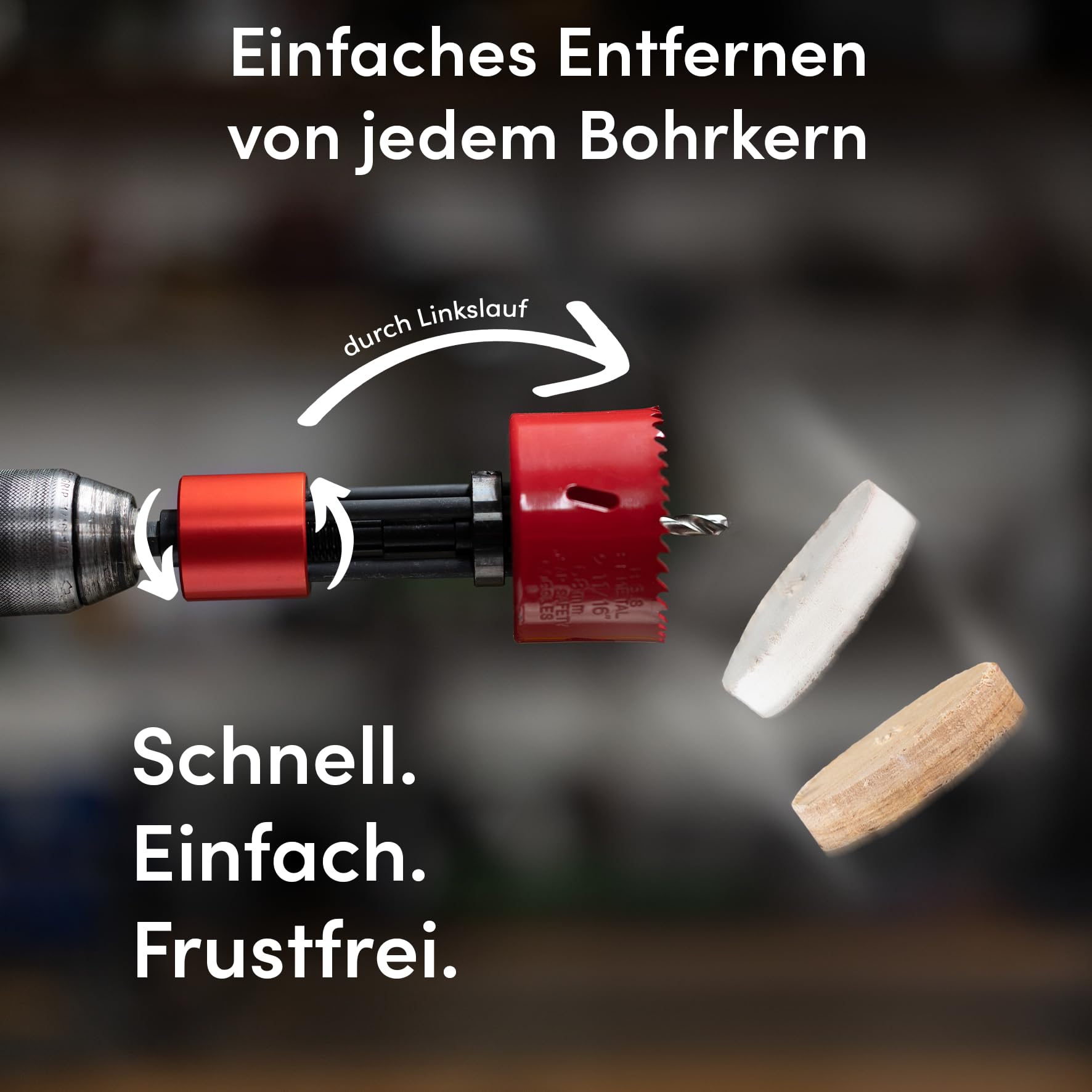 Aufnahme für Lochsägen | Set inkl. 68mm Lochsäge und Zentrierbohrer | Einfaches Entfernen des Bohrkerns | Ideal für Hohlwanddosen