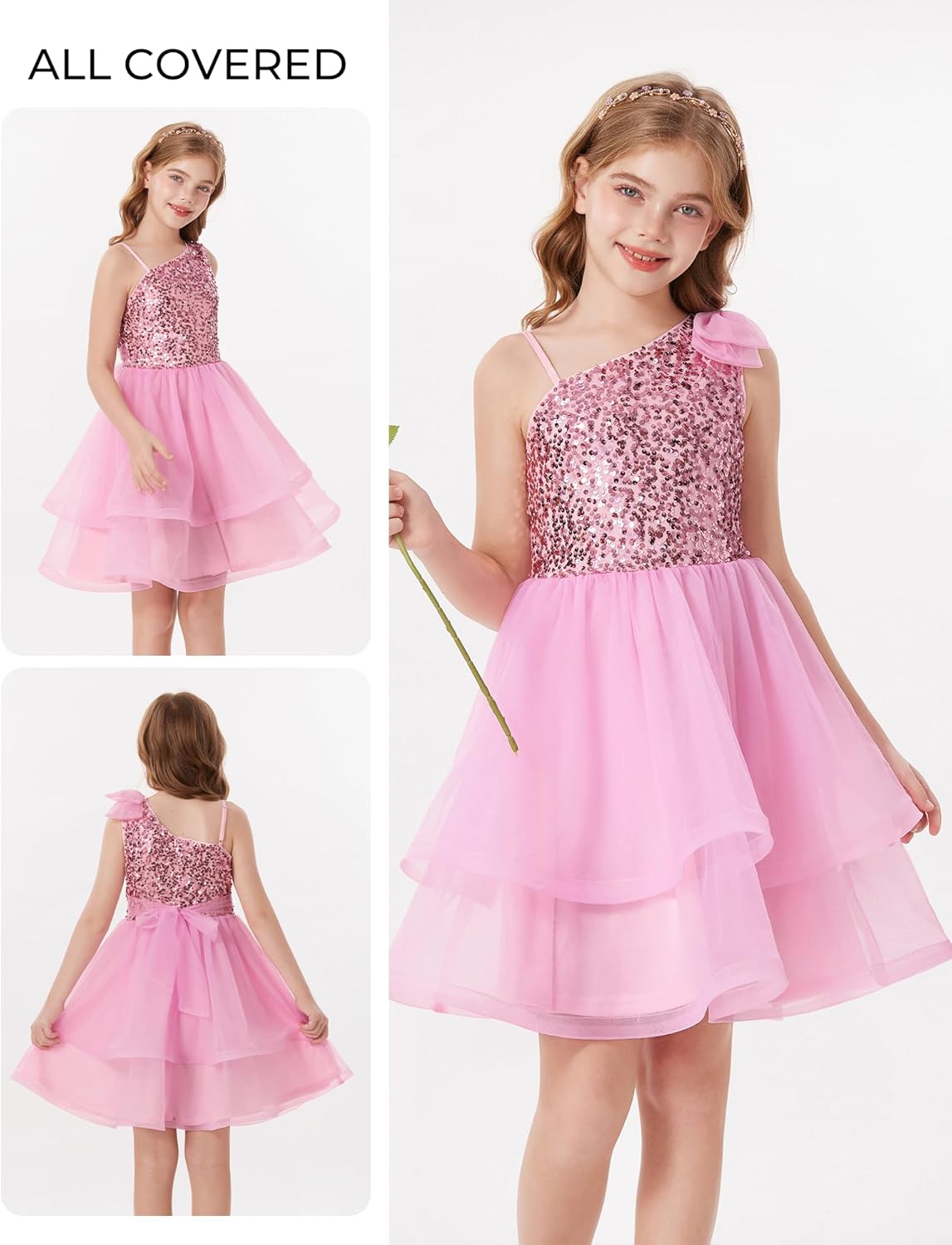 GRACE KARIN Girls Party Sequin Formal Dress 7-14Y Birthday Dance Graduation Sparkly Pageant Dresses Wedding Flower Girl Dress - Image 6