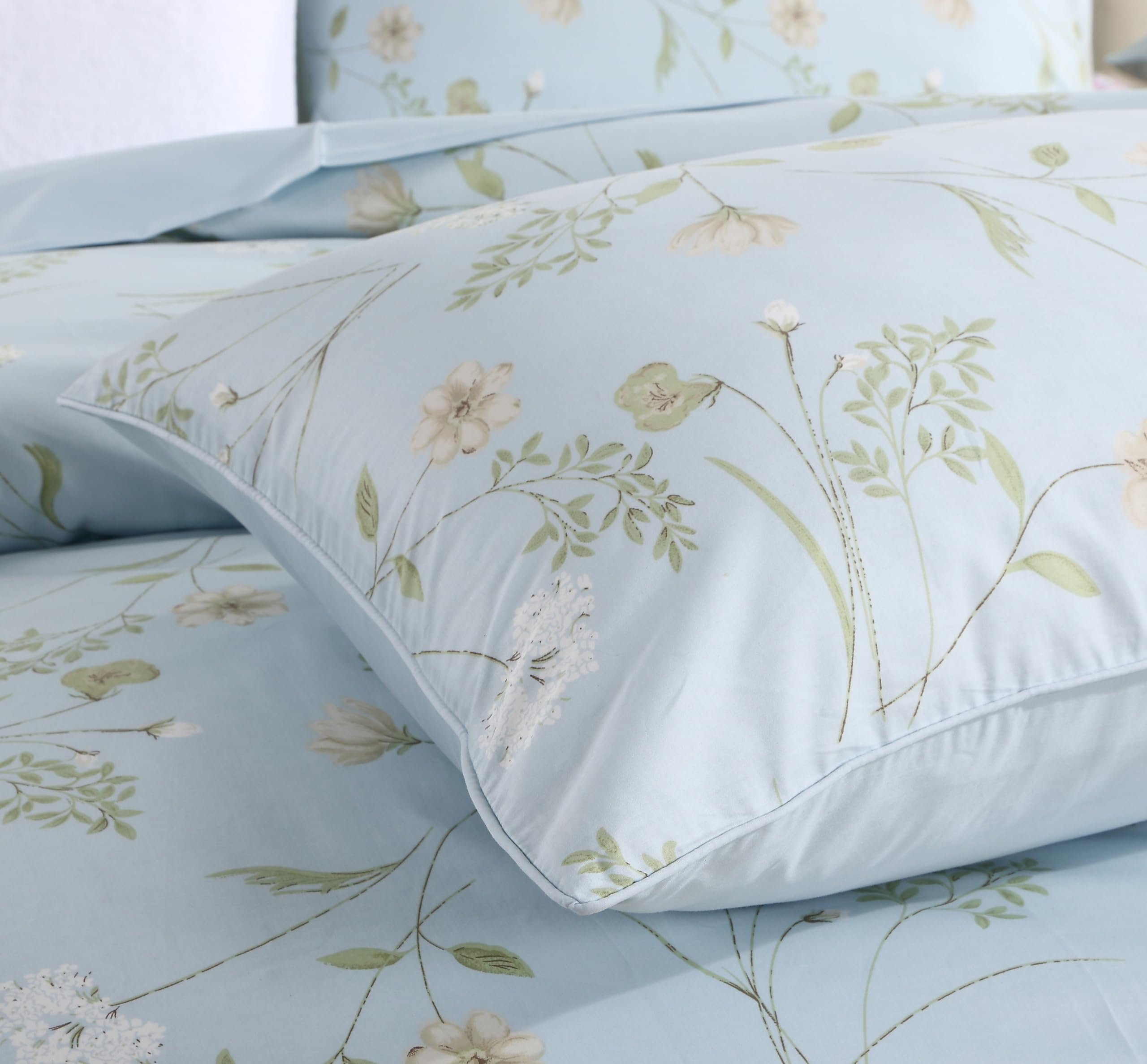 USTIDE Rustic King Size Bedding Set Botanical Floral Duvet Cover Set 800 Thread Cotton Quilt Cover Set Home Decoration,3Pieces(1Duvet Cover&2Pillowcases) - Image 3