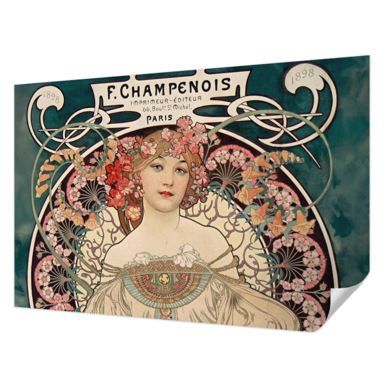 Revêtement mural autocollant Tulup 104x70 cm symétrie florale pour décoration salon