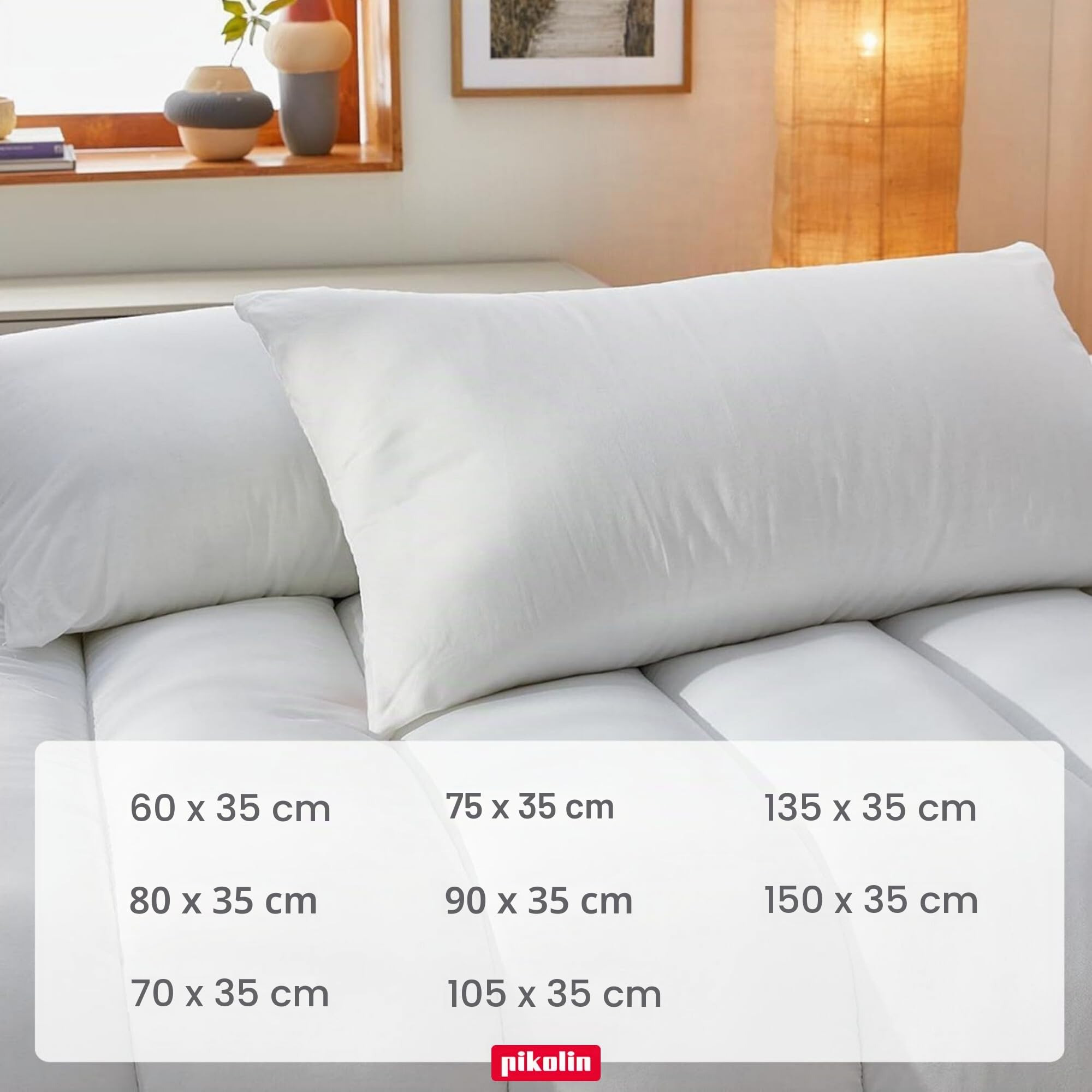 PIKOLIN Set 2 Cuscini Memory Foam da Hotel 70 cm - Adattabilità al Collo e Ipoallergenici - Guanciale Letto Media Rigidità per Tutte Le Posizioni di Sonno - Doppia Federa Traspirante e Morbida