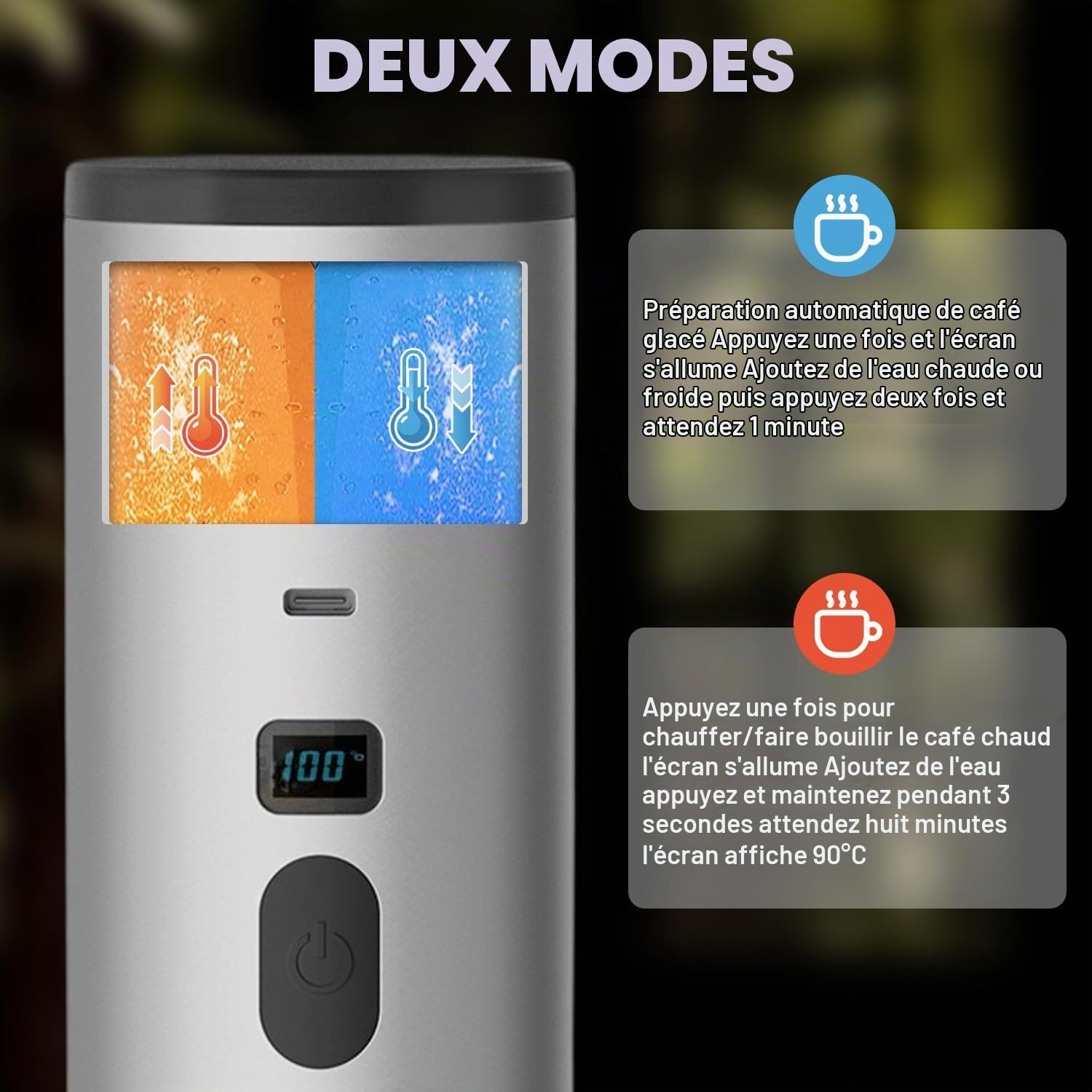 Machine à café portable 3 en 1 avec support, machine à expresso de voiture avec USB, compatible avec capsules et poudre de café, chauffage rapide en 3 minutes, pour les voyages, le camping et les