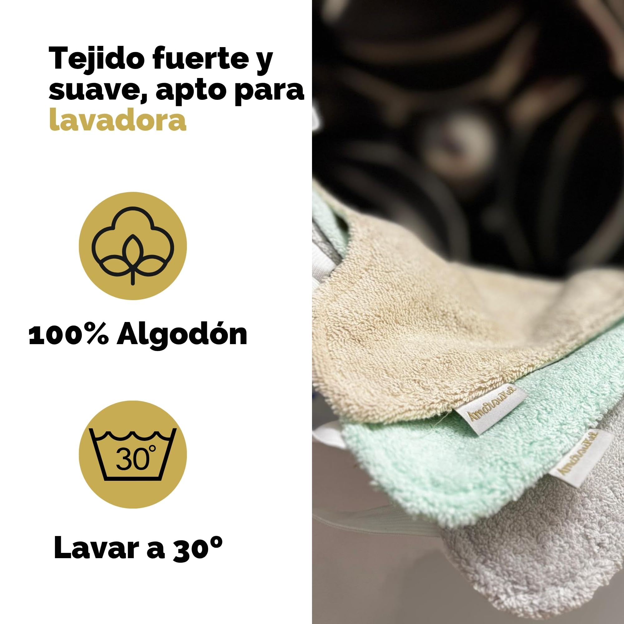 Amarsupiel Pack de 5 Baberos Rizo Bebe Impermeables | Con Goma al Cuello Fáciles de Poner y Quitar | Impermeables y Absorbentes, Perfectos para la Guarderia - Algodón 100%
