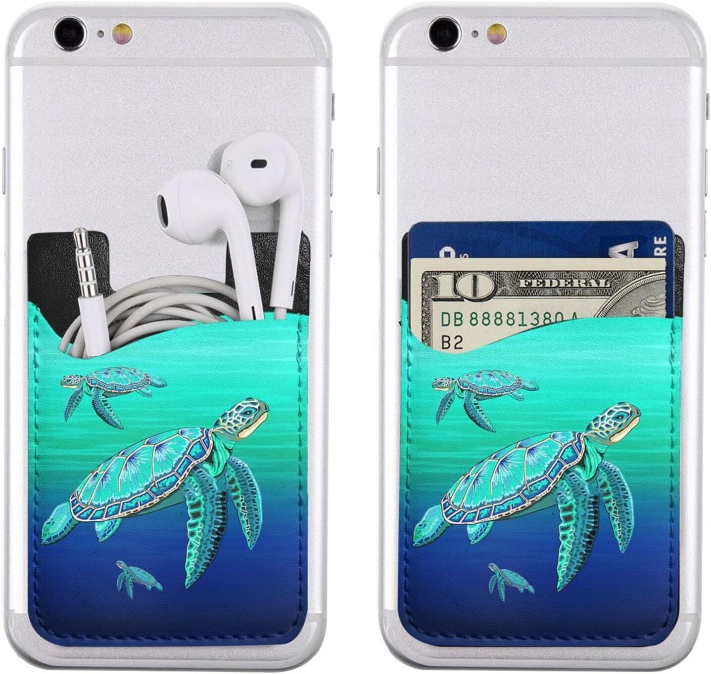Oceanlife Sea Turtle Phone Credit Card Holders Sleeve Adhesive Wallet Compatible with Most Back of Phones image 5