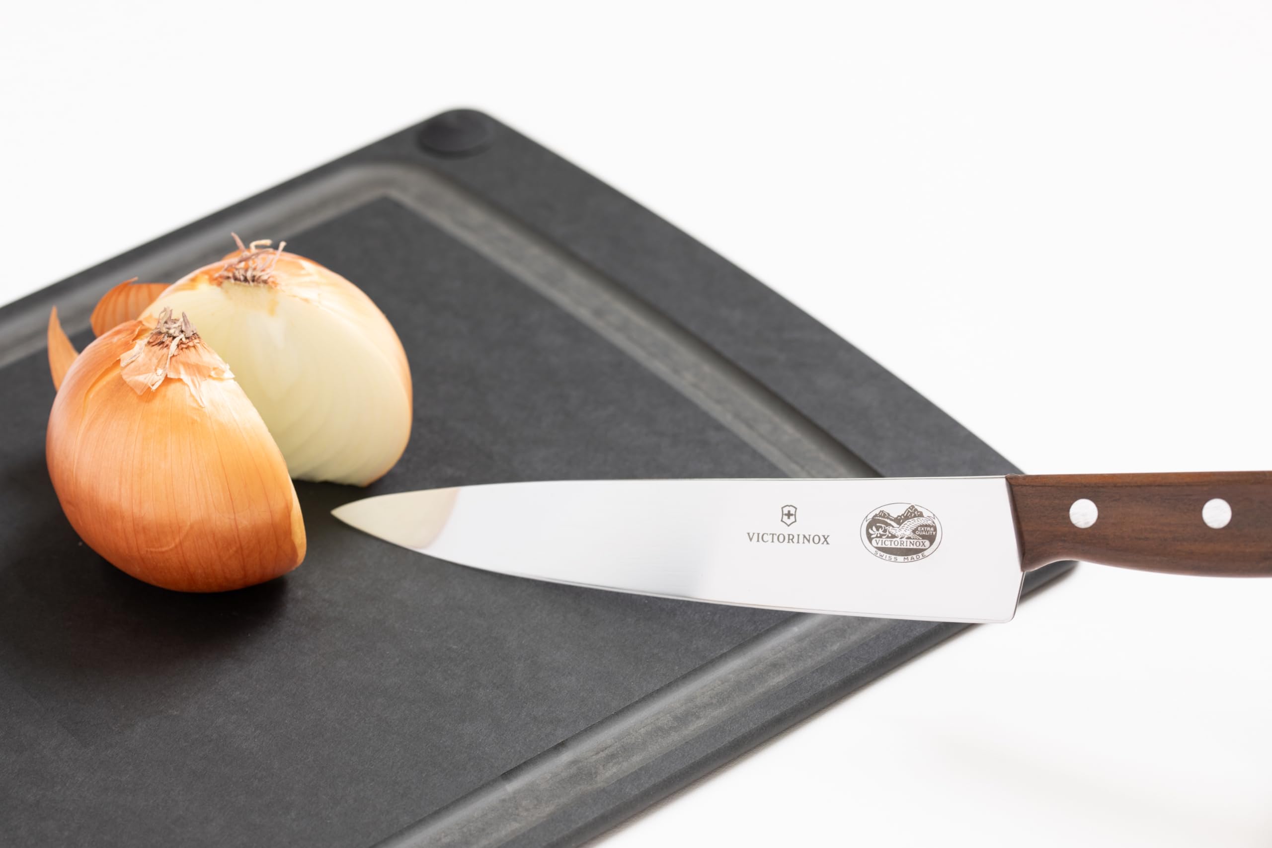 Victorinox, 5.2000.19G, Wood, Tranchiermesser, Extra scharfe Klinge, mit geradem Schliff, mit edlem Holzgriff, Braun, Made in Switzerland,
