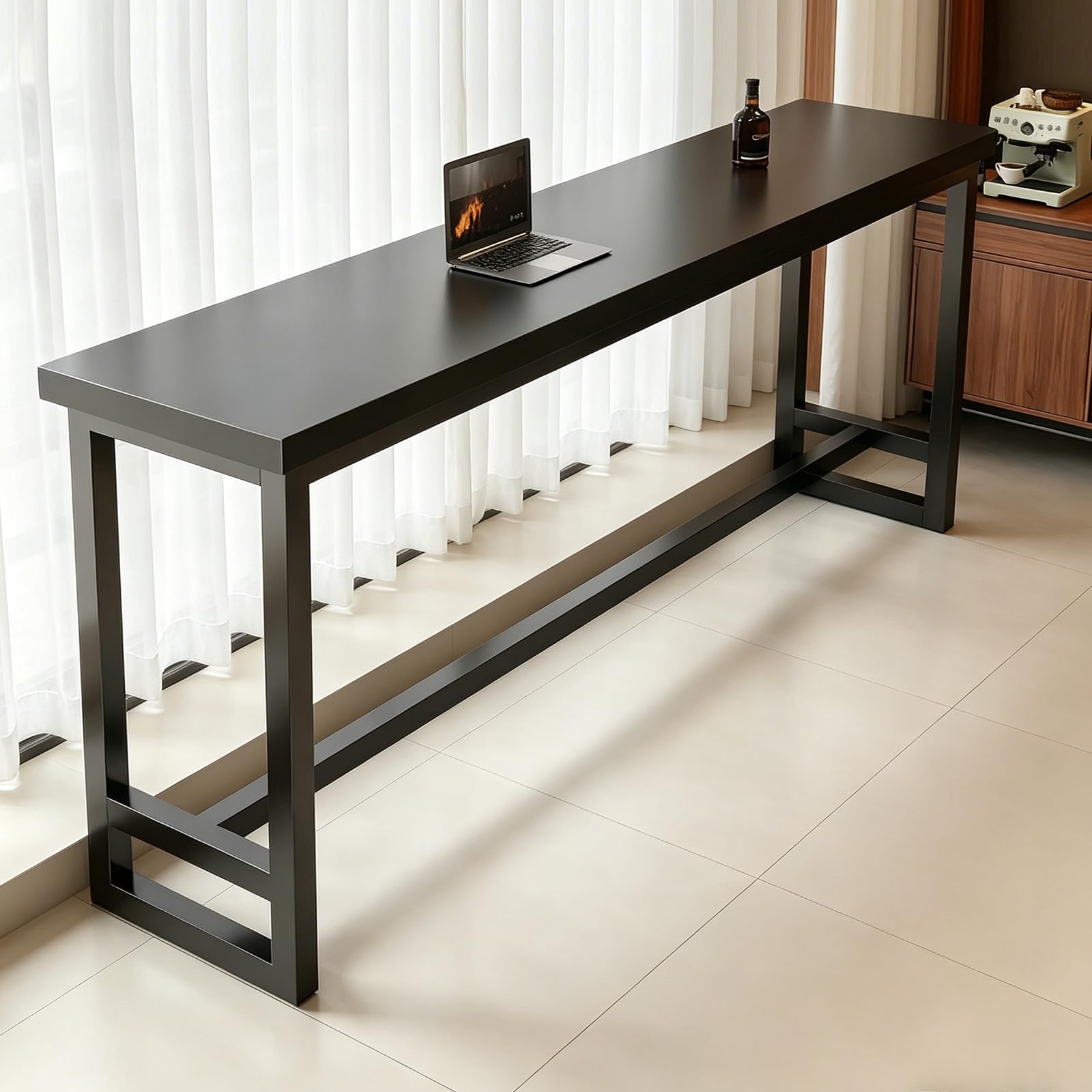 Barra Cocina Mesa Alta, Madera y Metal, para Hogar o Cafetería