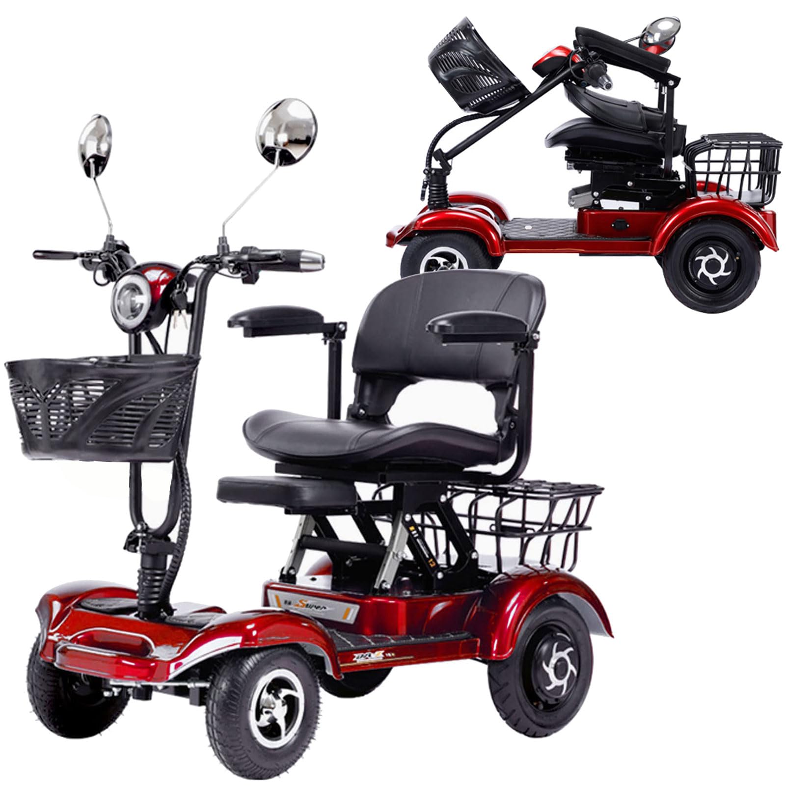 ZORZA Scooter Eléctrico 4 Ruedas, Silla de Ruedas Eléctrica para Mayores y Adultos, Scooter de Viaje Compacto, Scooter Plegable, Scooter Todo Terreno