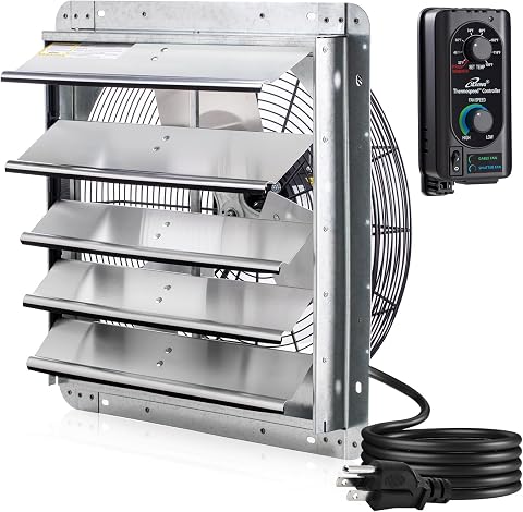 iLIVING 18" Wall Mounted Shutter Exhaust Fan with Thermostat and Variable Speed 