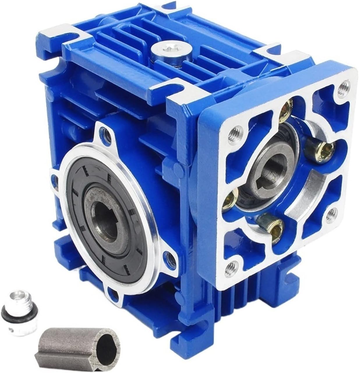 Speed Box NMRV030 Gearbox Reducer, High Torque Ratio Reducer Worm Gear + Shaft Sleeve Adaptor 8 * 11mm for NEMA23 Motor Reducer Gearhead (Size : Ratio 15-1, Color : 60 x 60)