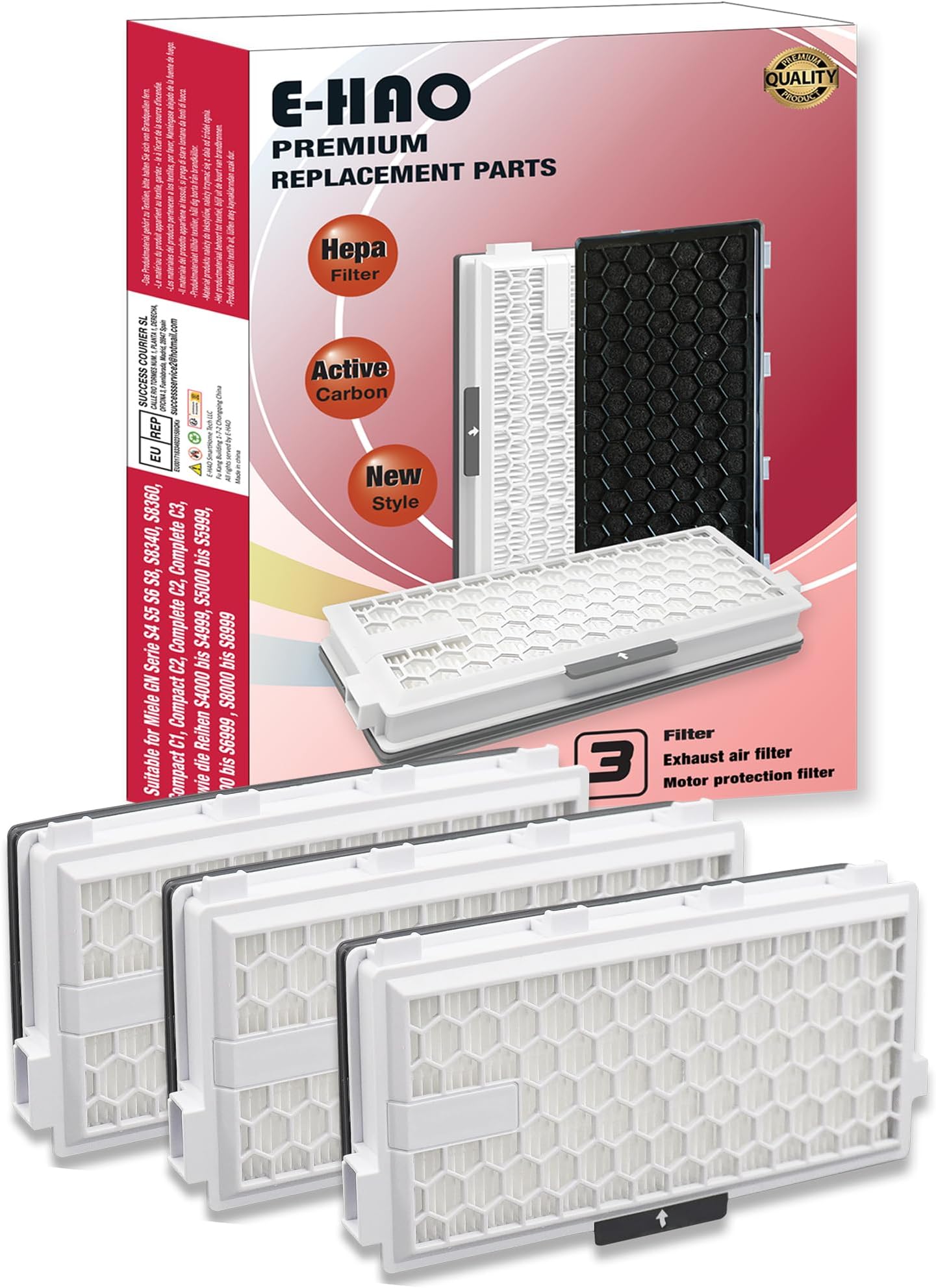 3 Sets Vacuum Filters Kits Replacement for Miele FJM and JN Series