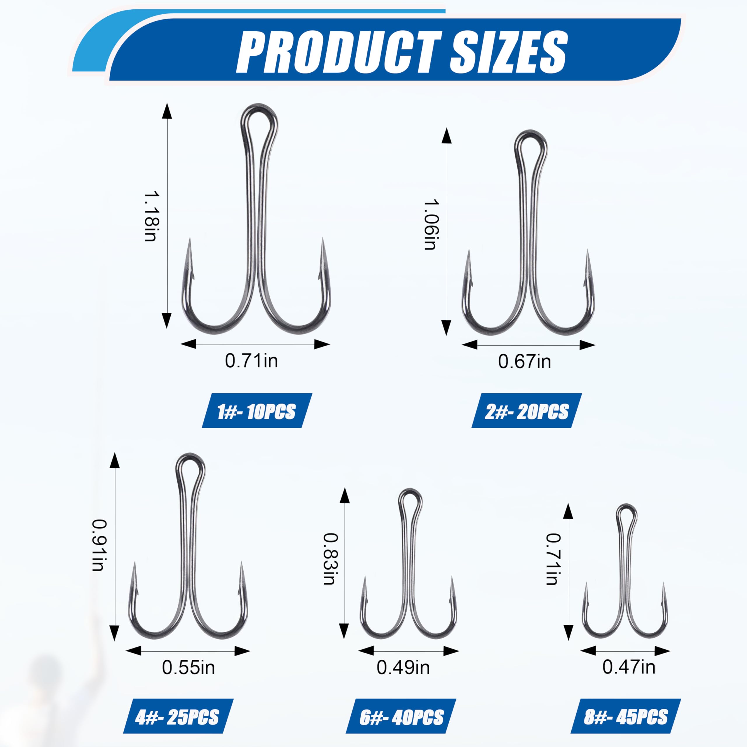 AGOOL Double Fishing Hooks Kit - High Carbon Steel Frog Hooks, Sharp Barbed For Saltwater & Freshwater, 30 Or 140 Pcs
