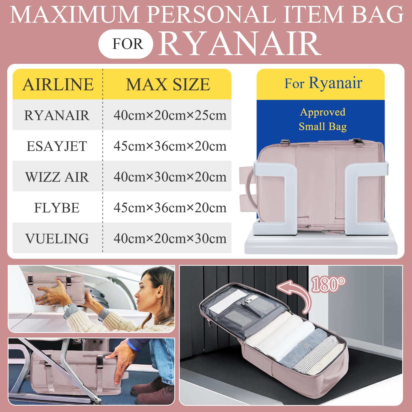 SZLX Zaino da Viaggio grande Zaino Ryanair 40x30x20 Sottovuoto Donna da escursionismo sportivo da esterno impermeabile Zaino Casual Laptop da 14 Pollici con porta di ricarica USB Scomparto per Scarpe