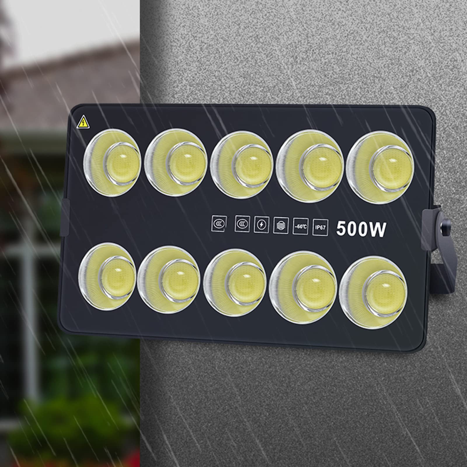 Lampy solarne zewnętrzne, 50-600 W, IP67 6000 K Lampa robocza LED, zewnętrzne oświetlenie punktowe na ścianie, idealny wybór do garaży, patio, dachu(500W)