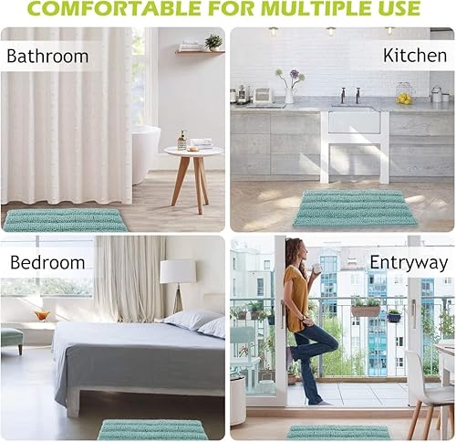 Miniatura 7 de KGORGE Alfombras de baño grandes, decorativas, suaves, absorbentes de agua, antideslizantes, de secado rápido, gruesas, peludas, juego de bañera de