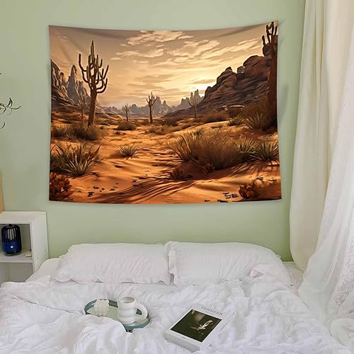 Miniatura 4 de MeguMoon Tapiz de paisaje del desierto, tapiz de montaña del desierto occidental, tapiz de paisaje del desierto, tapiz vintage bohemio para