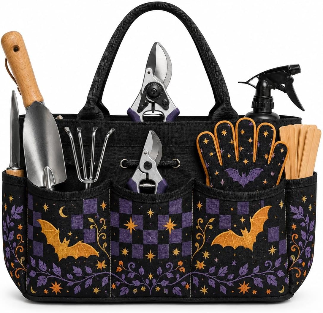 Night Garden Checker Garden Tool Bag Organizer for Potting Shed