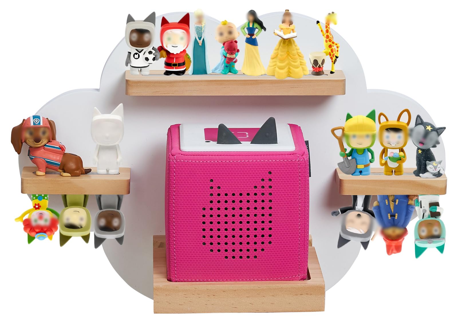 Gieanoo Cloud Tonies Regal,für TonieBox 2/1 Toniebox Regal für 12-15 Tonie Figuren Zeichen Tonie Regals Wolke kompatible Ladestation für Kinderzimmer,Babyzimmer (Weiß)