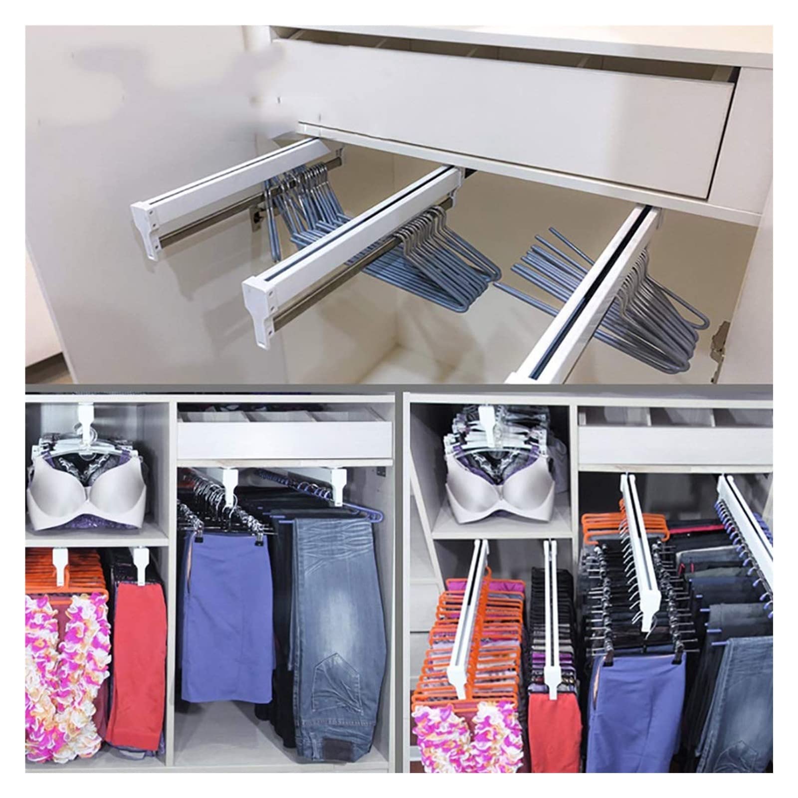 Perchero de armario de 30 a 60 cm, organizador de pantalones para el hogar, color blanco, para colgar pantalones y abrigos (400 mm / 15.7in)