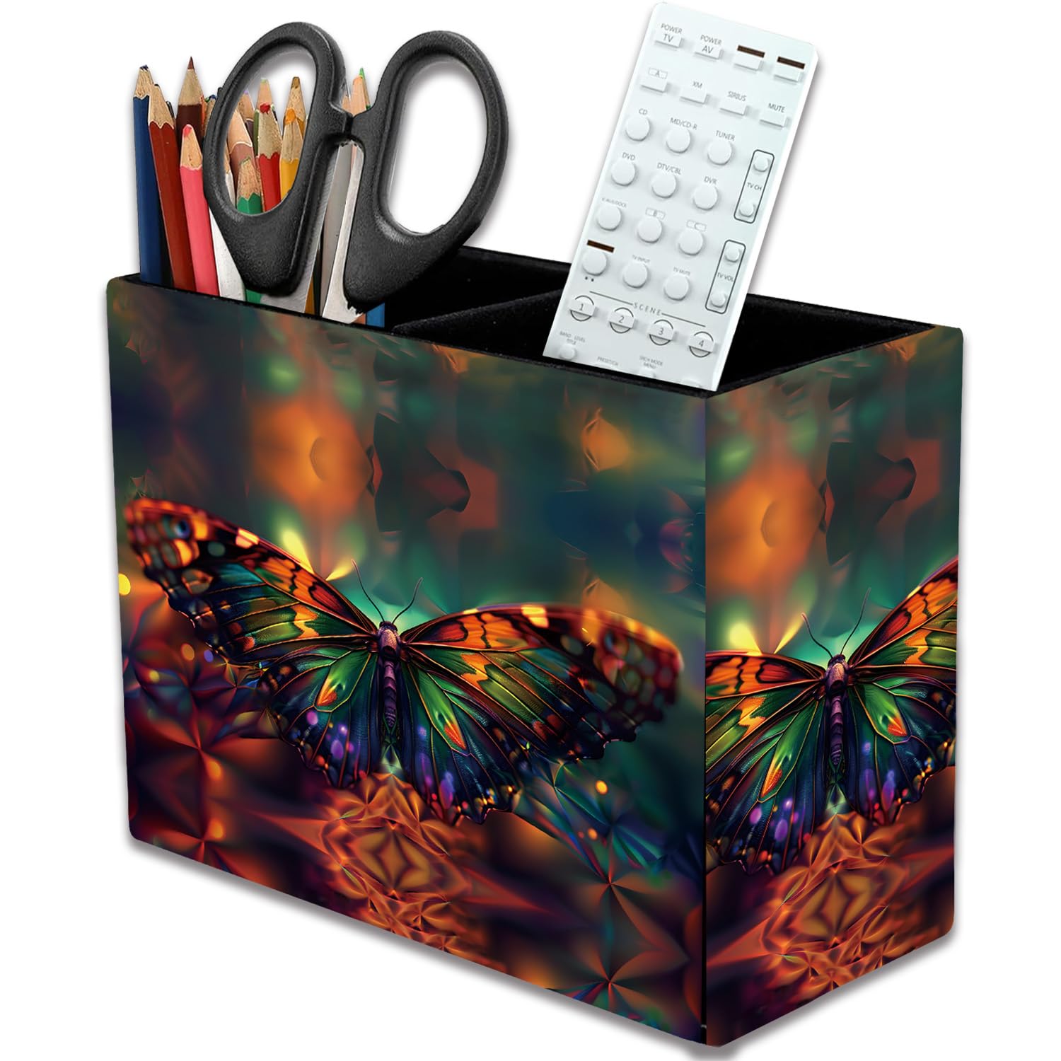 Porte-stylos papillon psychédélique et boîte de rangement multifonction pour bureau et maison