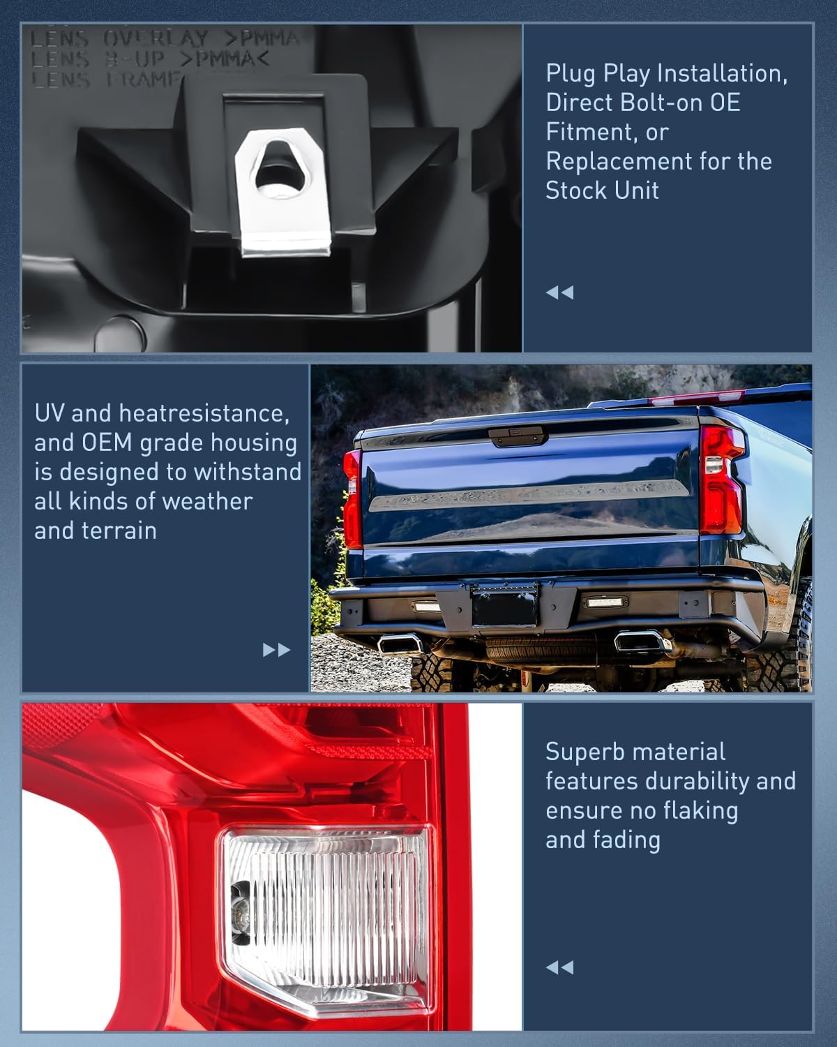 Nilight Taillight Assembly Compatible with 2019 2020 2021 2022 2023 2024 Chevy Silverado 1500 2020-2024 2500HD 3500HD Halogen Type Rear Tail Light Lamp Replacement OE Style Driver and Passenger Side