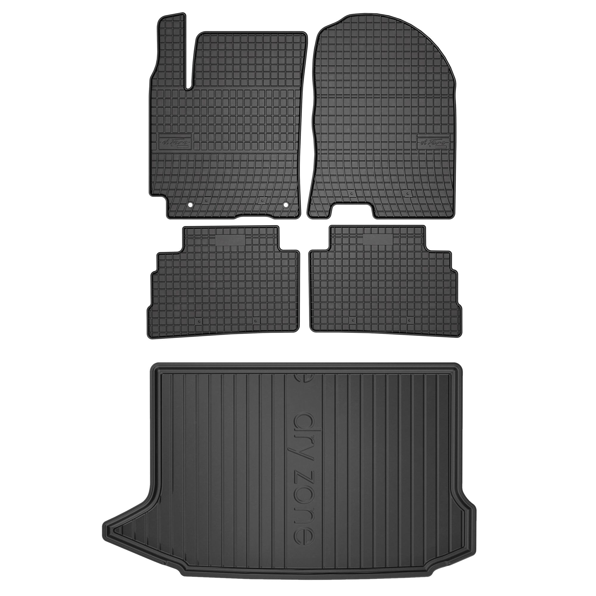 MOTOS Set de alfombrillas de goma y alfombrillas de maletero para Hyundai Kona I 2017-2023 Mejora la comodidad de tus viajes con la alfombrilla antideslizante para coche ElToro- alfombrillas para todo