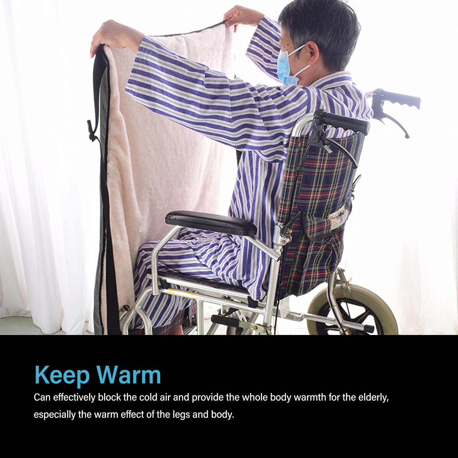 Couverture pour fauteuil roulant - Couverture de protection pour les genoux - Pour personnes âgées - Imperméable et coupe-vent - Pour fauteuil roulant, chaise longue et chaise