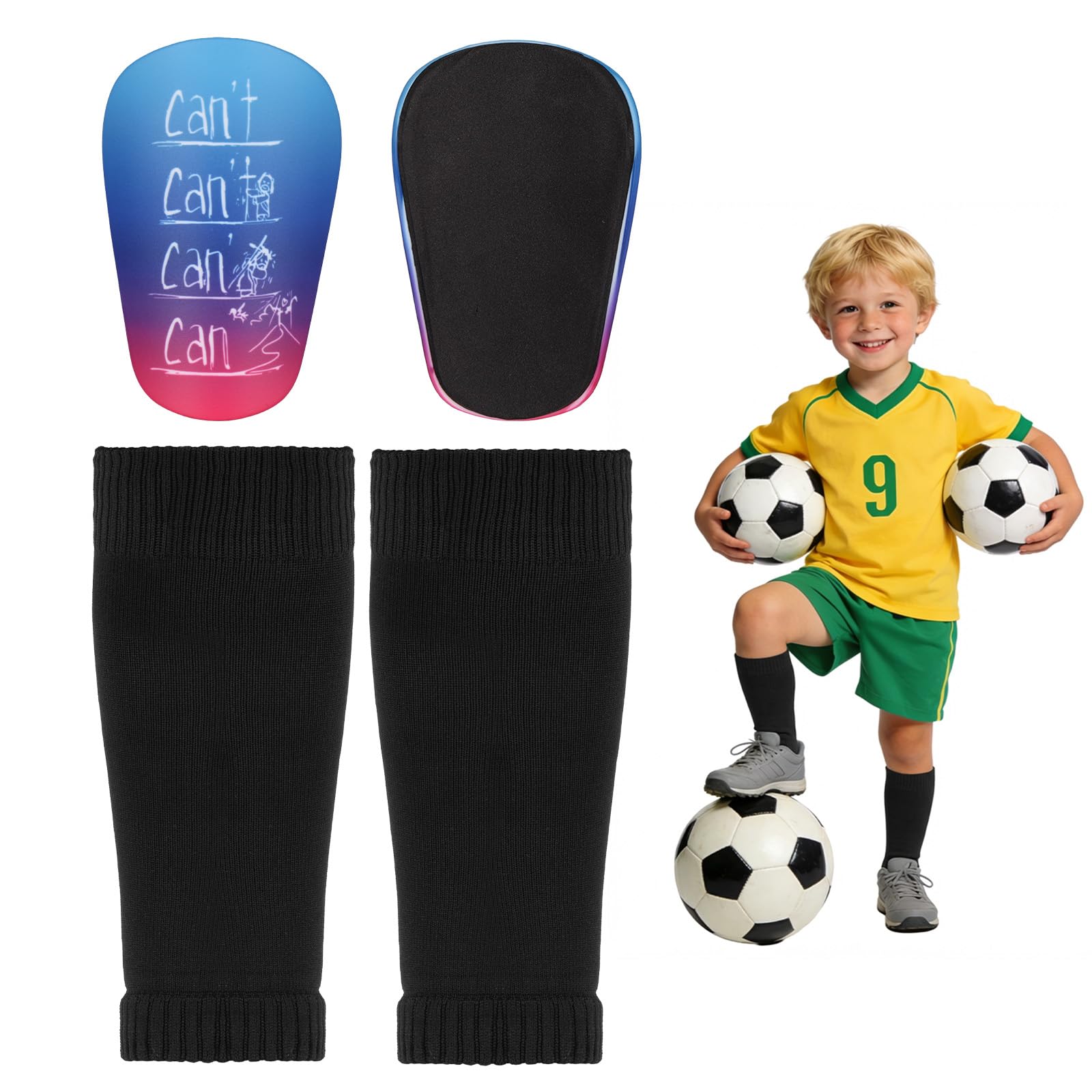 DiULi Shin Pads for Kids 2 Pack with Socks Junior Football Protective Gear Contoured Comfort Shin Guards for Young Players in Training and Team Sports (Pink/Purple) — image 1