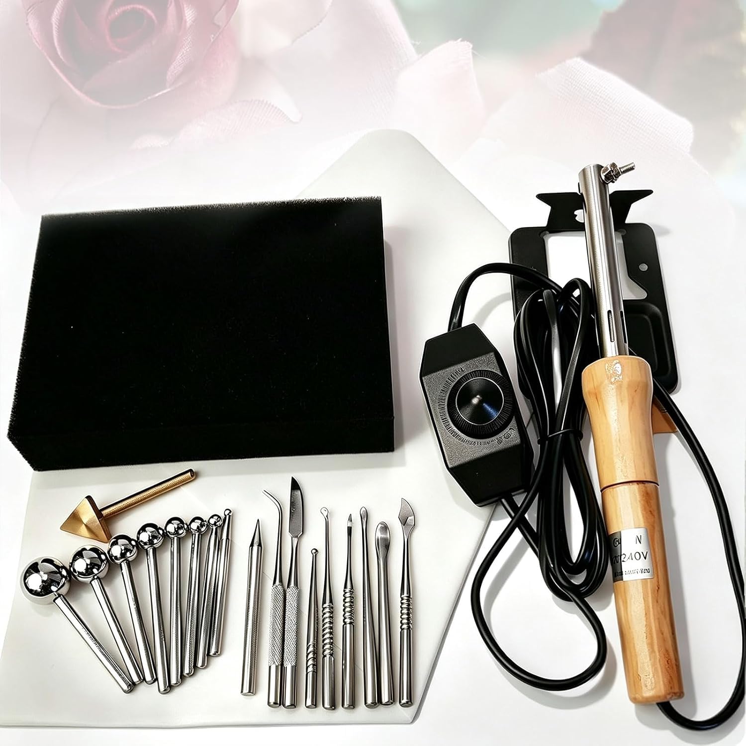 Elektryczna maszyna do prasowania z 18 głowicami do sztucznych kwiatów, regulowana temperatura, zestaw "zrób to sam" do produkcji kwiatów z materiału