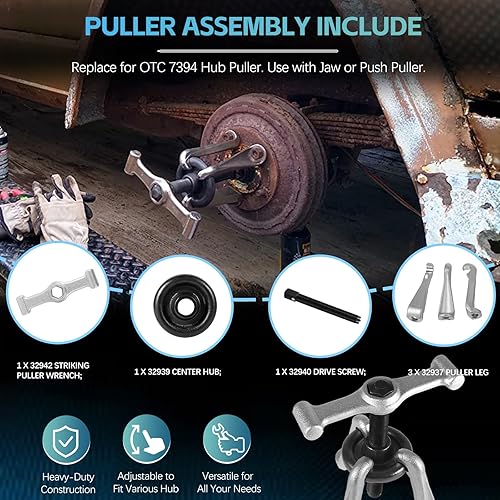 Miniatura 7 de Sunluway 7394 tirador de buje universal, extractor de tambor de freno, herramienta de extracción de cubo de rueda resistente