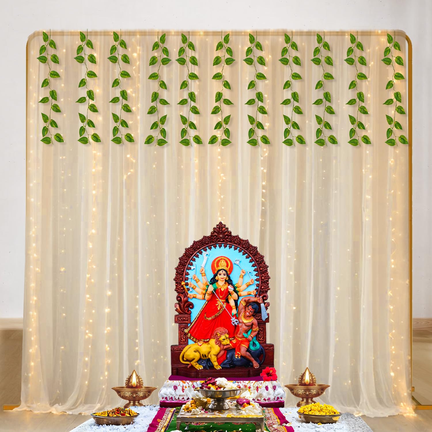 Party Propz Diwali Decoration Items For Home Decor - 8 Pcs Haldi Decoration Items For Marriage | Traditional Backdrop Decoration Cloth | Backdrops For Decoration Pooja | Backdrop Cloth For Decoration