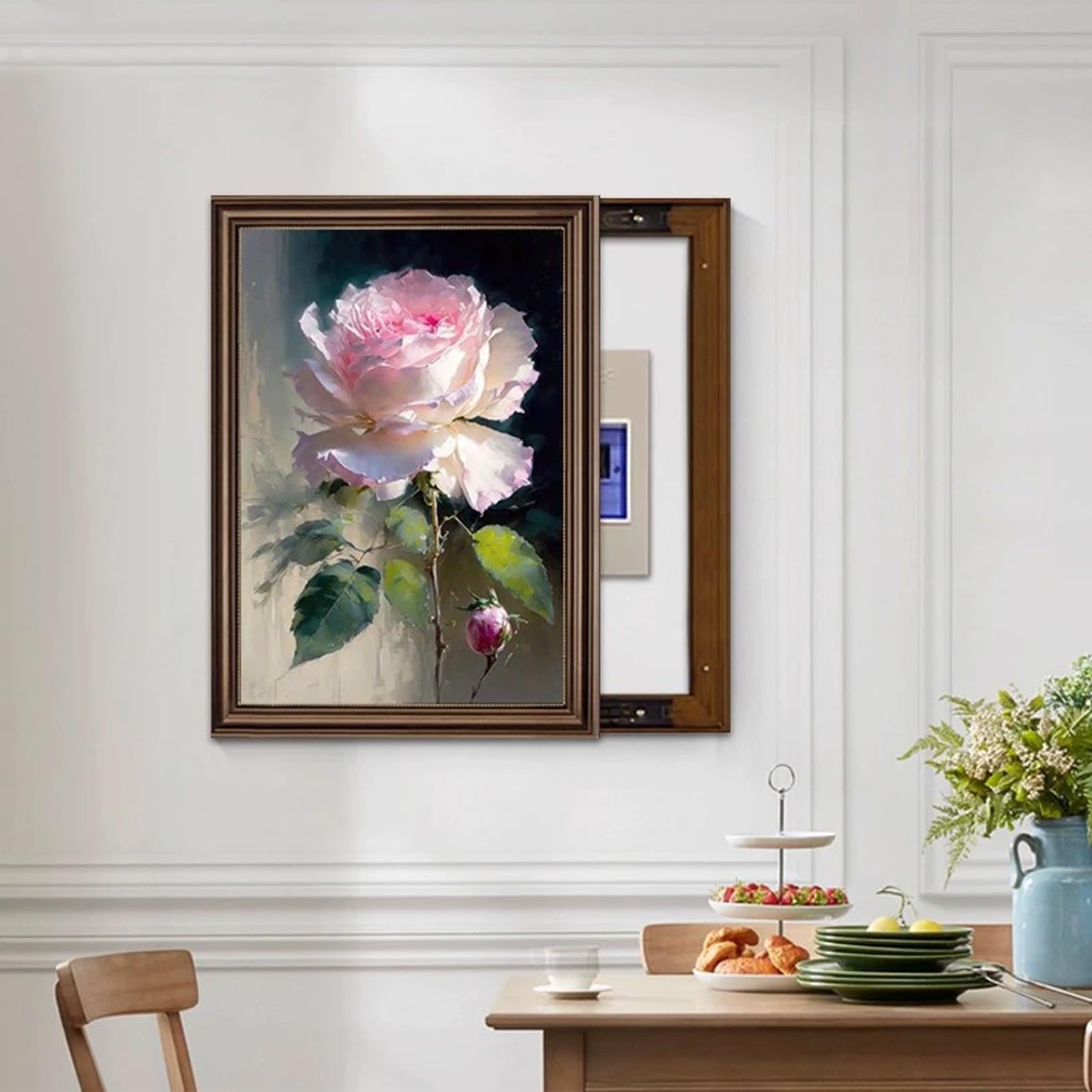 Retro Vertical Pintura Decorativa For Caja De Medidor | Cubierta Para Caja De Fusibles De Flores De Vaivén, Distribución Pintura Decorativa De Pared(Left K,15.7"x19.7"/40x50cm)