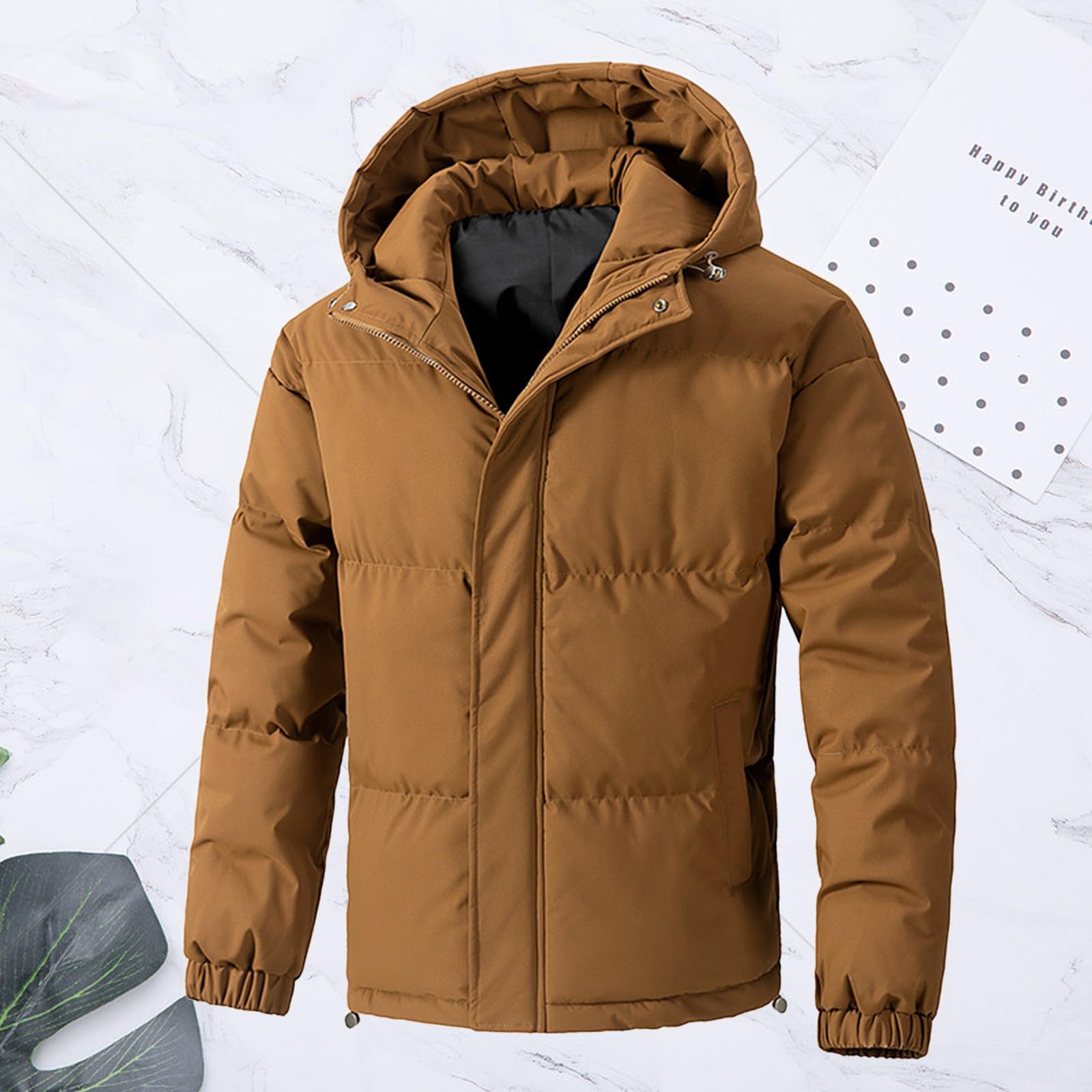 Piumino invernale classico da uomo, leggero, con cappuccio, trapuntato, isolato, imbottito, con cerniera, con tasche, per escursionismo, campeggio, viaggi
