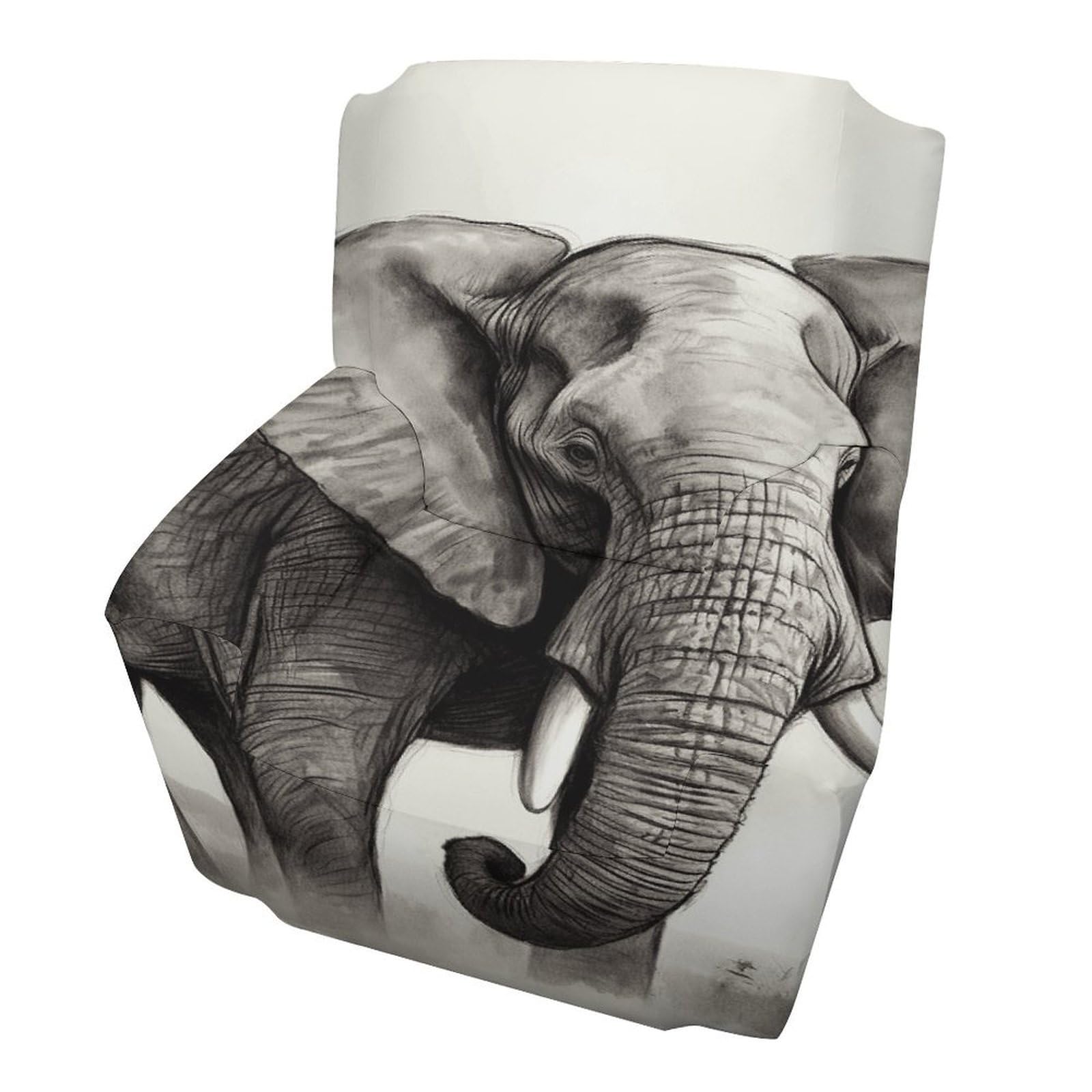 Fodpand Style Elephant Sketch Sofa Cover Soft 1 Seater Sofa Slipcover For Pets Washable,Couch Cover With Elastic Straps Furniture Protector