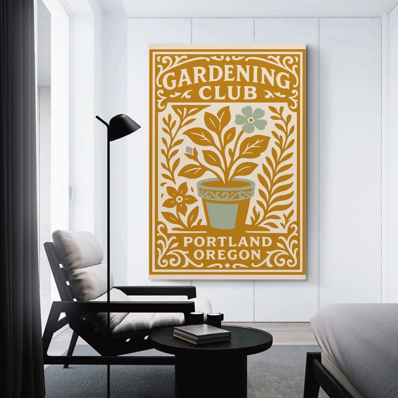 Junmoney Unframe-Style Gardening Club Portland Oregon Canvas Wall Decor 12X18inch(30X45cm), For Entrance Walls, Hall Decor Or Foyers, Wall Decor To Refresh Empty Corners