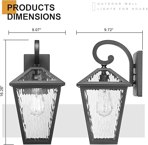 Miniatura 19 de Lámparas de pared para exteriores, faroles de pared exterior impermeables con vidrio, apliques de pared exterior, luces de porche delantero